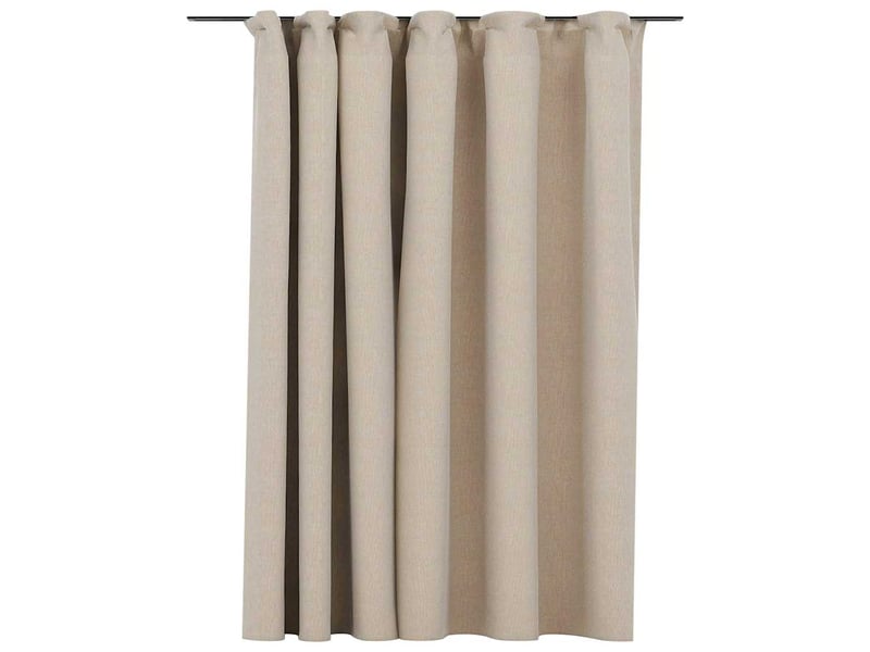  Rideau occultant, rideau black-out d'aspect de lin avec crochets beige 290x245 cm cf43968  - Conforama A
