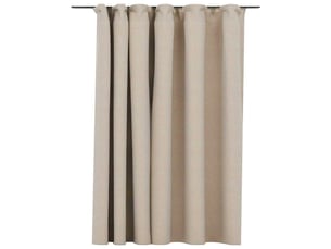 Rideau occultant, rideau black-out d'aspect de lin avec crochets beige 290x245 cm cf43968