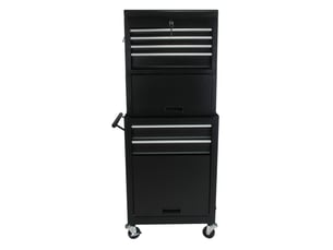 Armoire à outils 60 x 33 x 110 cm noire en acier, 6 tiroirs verrouillables avec roulettes pour atelier