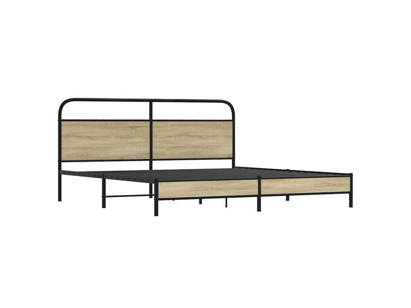  Lit double- lit adulte -  cadre de lit en métal sans matelas chêne sonoma 180x200 cm  - Conforama B