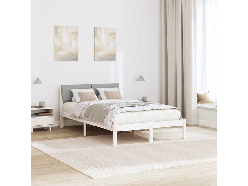 Lit double- lit adulte -  cadre de lit avec tête de lit blanc et gris clair 120 x 190 cm  - Conforama C