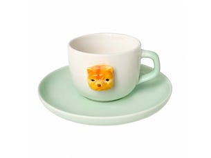 Ensemble tasse et soucoupe en céramique, chien bully