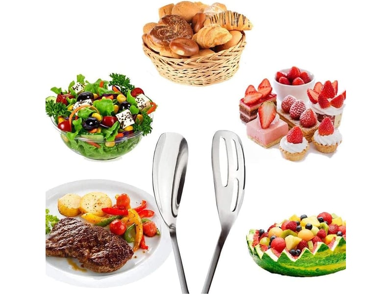  Pince de service en acier inoxydable - pince salade et barbecue multifonction pour viande, légumes, dessert et buffet  - Conforama D