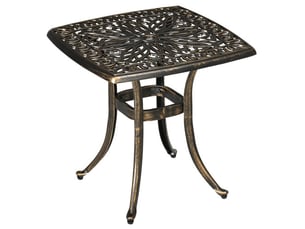 Table d’appoint jardin avec trou pour parasol, cadre aluminium bronze, 54x54x52,5 cm, balcon