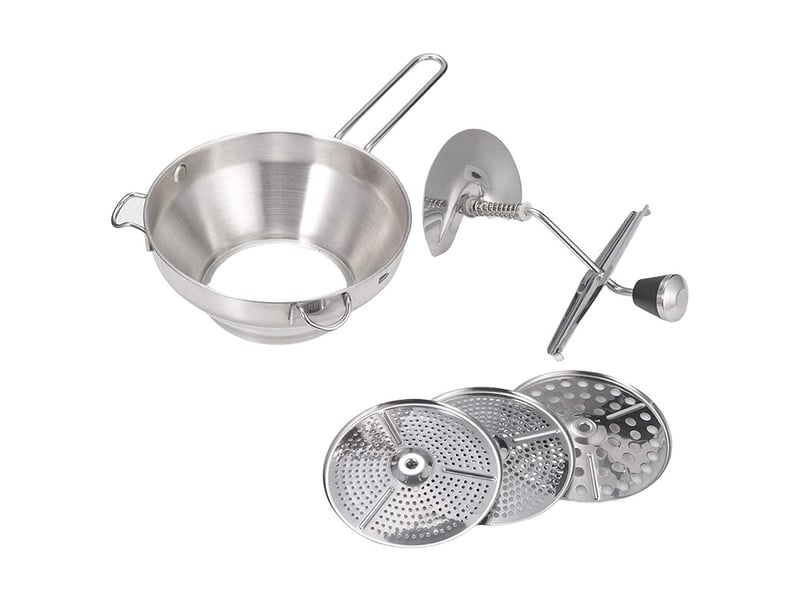  Moulin à légumes manuel en inox – broyage facile pour purées, soupes et compotes  - Conforama C