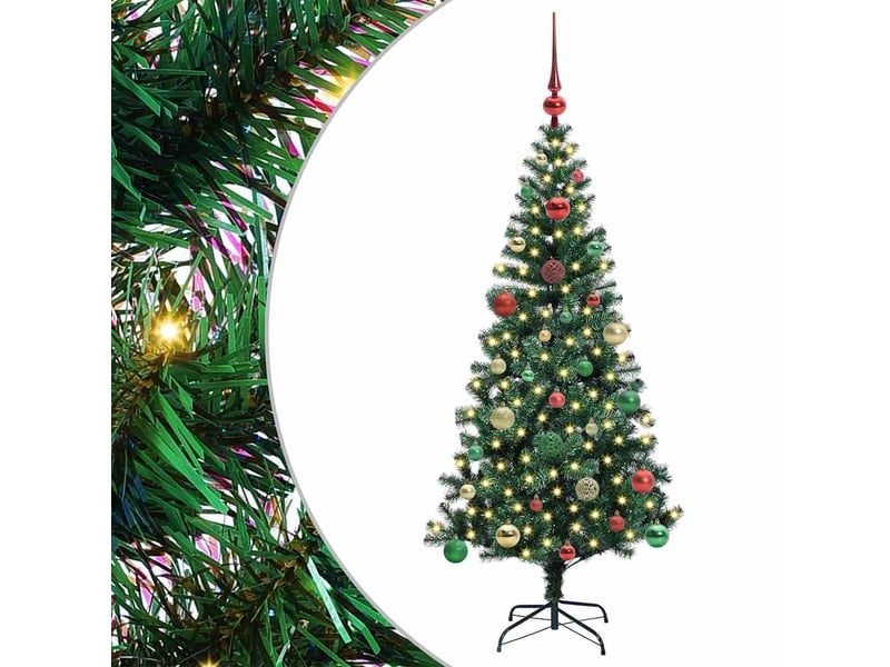  Sapin de noël artificiel, arbre de noël pré-éclairé vert 150 cm pvc et métal shl1077  - Conforama A