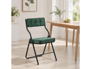 Lot de 2 chaises pliantes de salle à manger en velours vert