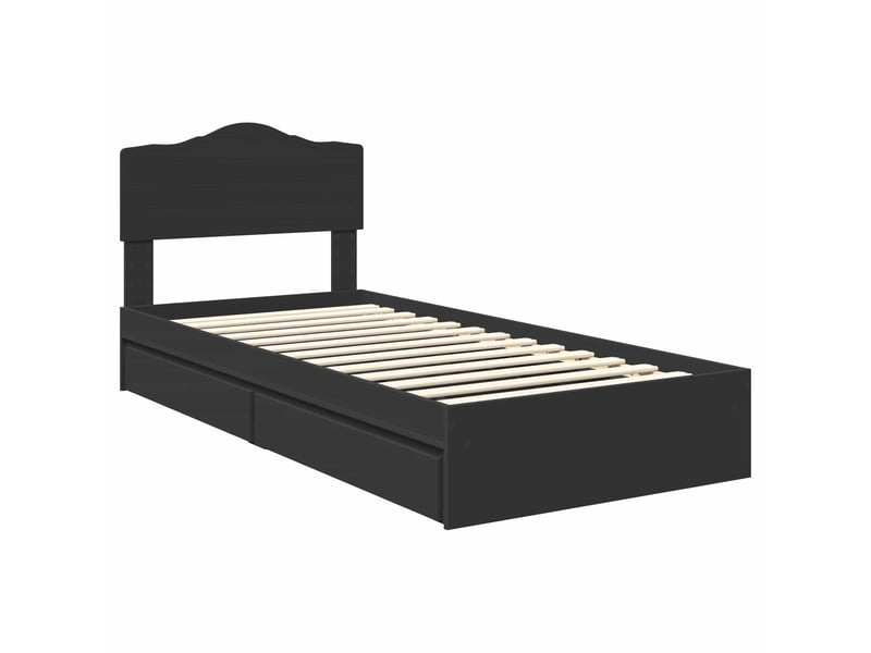  Lit simple- lit adulte -  lit de rangement avec tiroir noir 70 x 190 cm bois d'ingénierie  - Conforama C