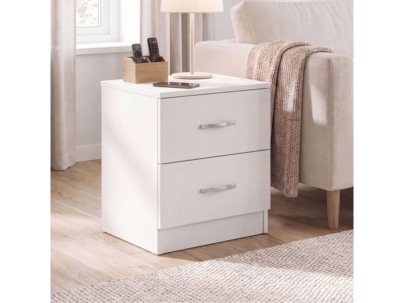  Table de chevet riano, commode de nuit, chambre, 47x40x36cm, set de 2, 2 tiroirs, blanc 3332400 - Conforama C