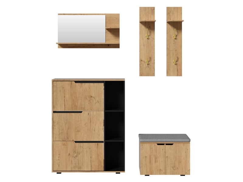  Portemanteau avec banc et rangement 150 x 161,5 cm en panneau de particules  - Conforama W