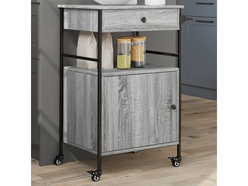  Desserte de cuisine, chariot de rangement sonoma gris 56x43x89,5 cm bois d'ingénierie  - Conforama B