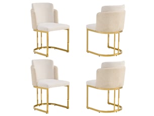 Lot de 4 chaises de salle à manger beige et doré - design moderne, dossier double, assise confortable et pieds métalliques galvanisés brillants