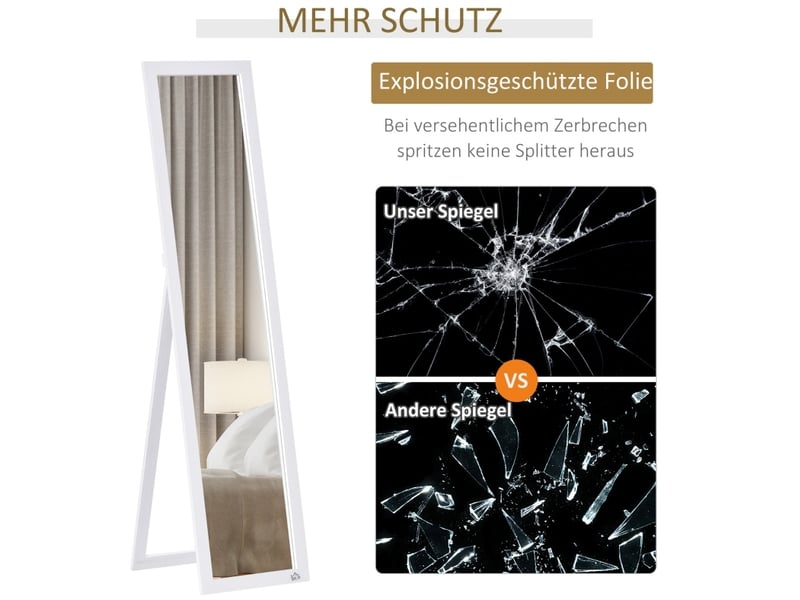  Miroir plein pied 37x37x154 cm sur pied et mural mdf blanc  - Conforama E