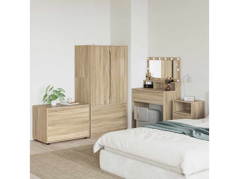 Armoire de rangement, commode de rangement 80 x 48 x 57 cm bois d'ingénierie shl9445 - Conforama B