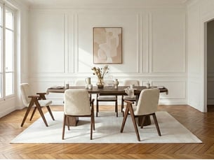Bobochic ensemble mazargues avec table à manger extensible 200 à 300 cm + 6 chaises pagnol placage chêne massif marron foncé