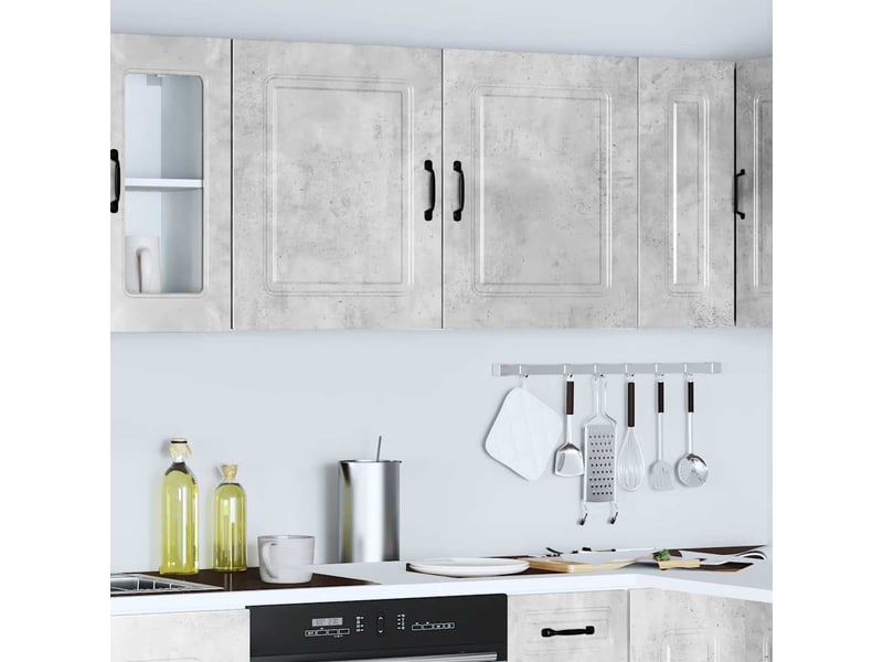 Meuble de rangement, armoires murales de cuisine kalmar en bois d'ingénierie gris béton - Conforama C