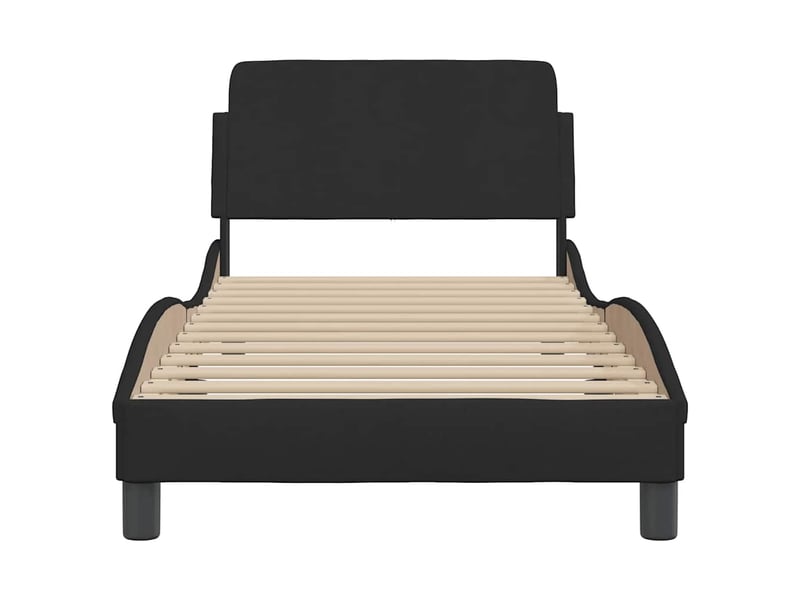 Lit simple- lit adulte - cadre de lit avec tête de lit dover noir 90x190 cm tissu - Conforama C