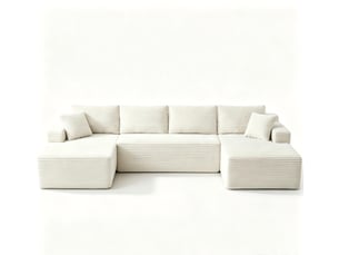 Canapé droit fixe <strong></strong> <strong></strong> 6 places Velours côtelé beige