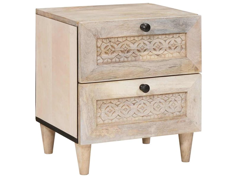 Table de chevet beige 40 x 33 x 46 cm bois d'acacia massif  - Conforama B