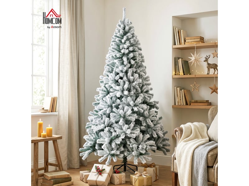  Sapin de noël enneigé de 180 cm avec 650 pointes en pvc ignifugé  - Conforama D