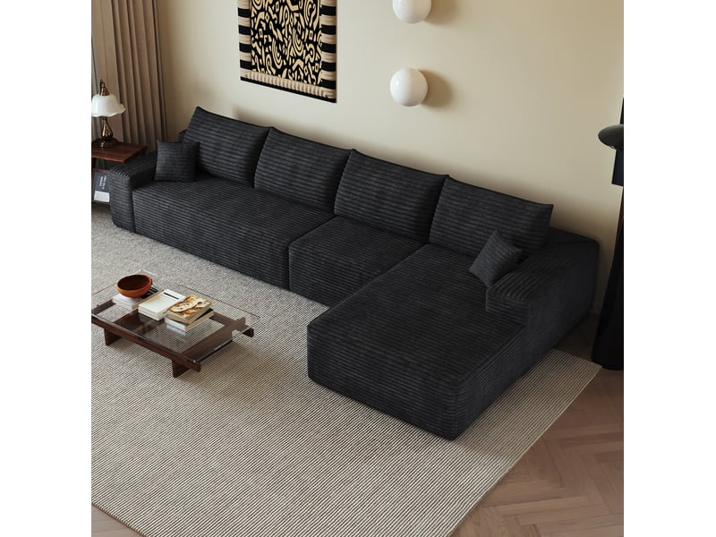Canapé d’angle modulaire 340x175x83 cm 4 places noir - Conforama B