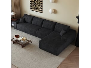 Canapé d’angle modulaire 340x175x83 cm 4 places noir
