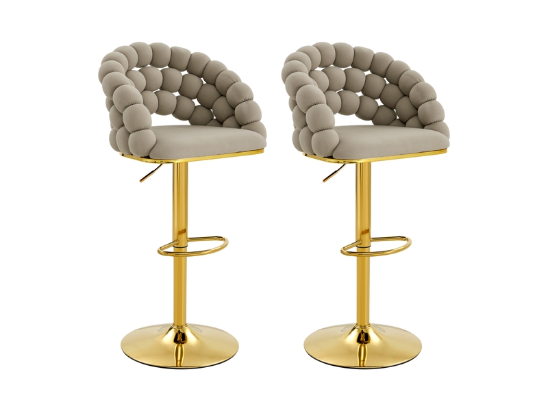 Lot de 2 tabourets de bar,45x52x112 cm,réglables en hauteur,velours,gris - Conforama A
