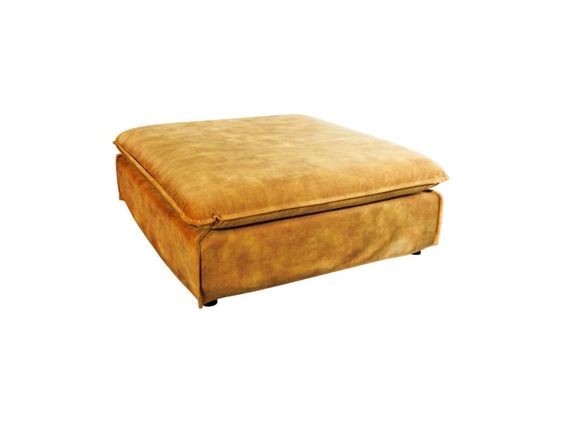 Pouf kalia – jaune moutarde – velours – pouf contemporain  - Conforama A