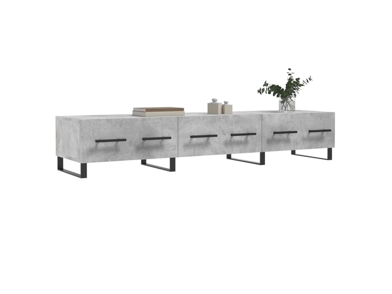  Meuble tv - banc tv - meuble de rangement gris béton 150x36x30 cm bois d'ingénierie  - Conforama C