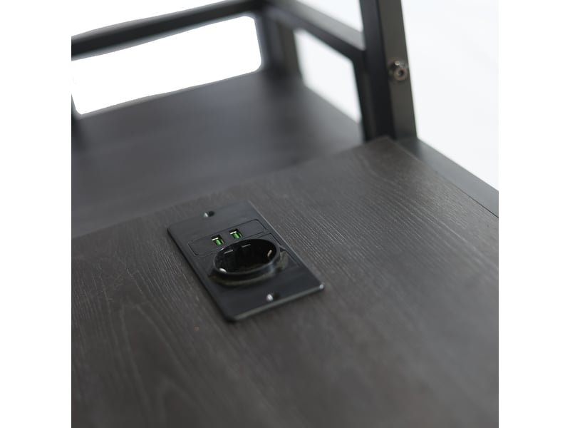  Lit mezzanine avec bureau et rangements - 140x200cm - étagères, panneau perforé et module de recharge - avec sommier à lattes - noir  - Conforama E