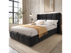Lit coffre 90x200 cm <strong>HAVRYA</strong>  <strong></strong> coloris gris