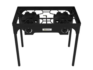 Réchaud 2 brûleurs au propane portable 92000 btuh avec 2 pieds amovibles pour extérieur, camping, métal moulé