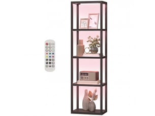 Lampadaire rgb avec étagères en verre, lampadaire led à 4 niveaux avec télécommande, synchronisation musicale, noir