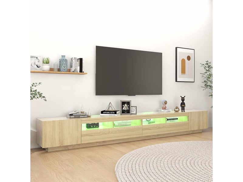 Meuble tv - banc tv - meuble de rangement avec lumières led chêne sonoma 300x35x40 cm - Conforama E