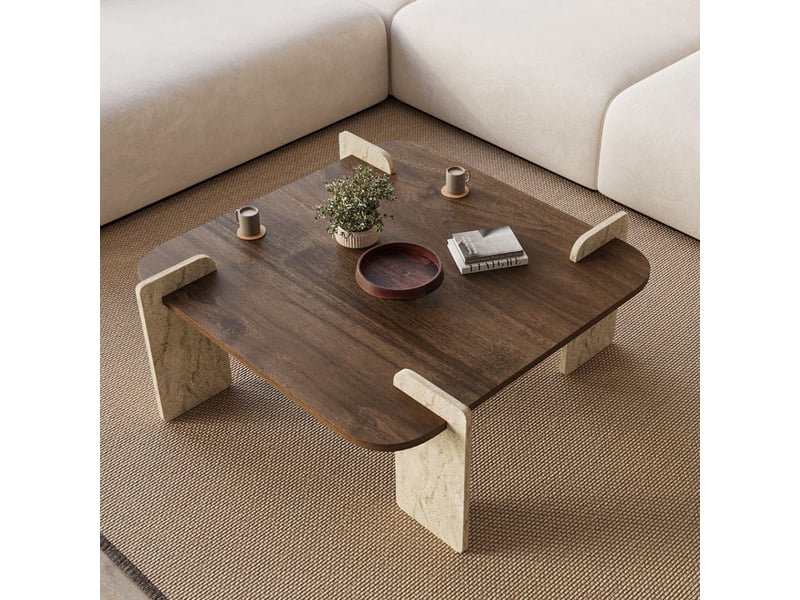  Table basse carrée moderne 90x90 cm afrolli - marron  - Conforama B