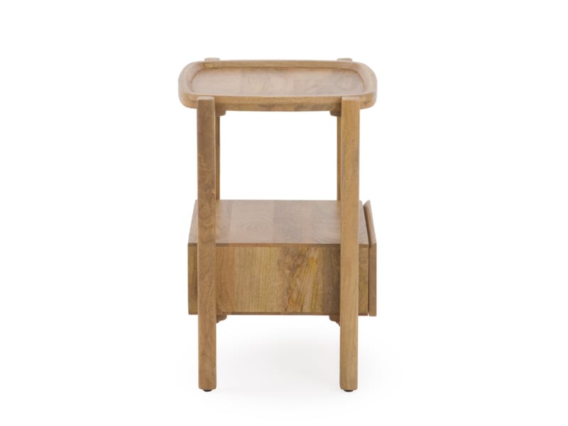  Table de chevet à 1 tiroir en bois massif de manguier  - Conforama E