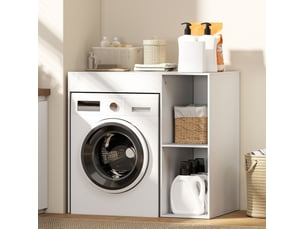 Meuble au-dessus de machine à laver 96x60x90,5 cm rangement ouvert bois blanc