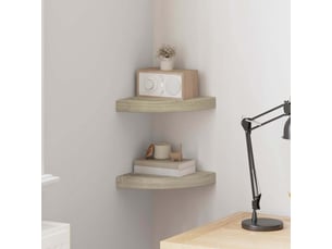 Lo de 2 étagère d'angle flottante chêne 25x25x3,8 cm mdf