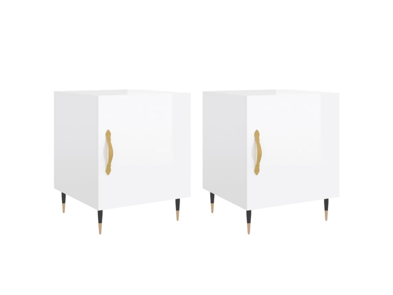  Lot de 2 tables de chevet - cabinet de chevet - table de nuit blanc brillant 40x40x50 cm  - Conforama A