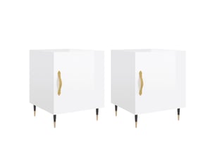 Lot de 2 tables de chevet - cabinet de chevet - table de nuit blanc brillant 40x40x50 cm