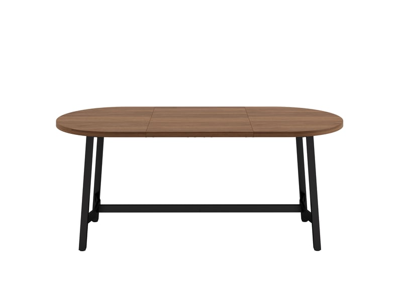  Table à manger simple noyer 180x80x75 cm, 6-8 personnes, coins arrondis, pieds en fer  - Conforama A