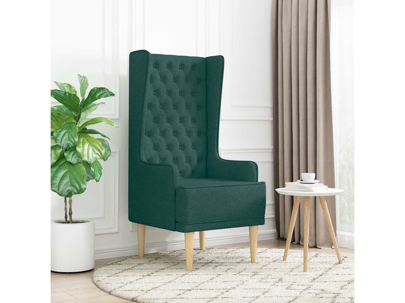  Vidaxl chaise à dossier haut avec boutons capitonnés vert foncé tissu  - Conforama B