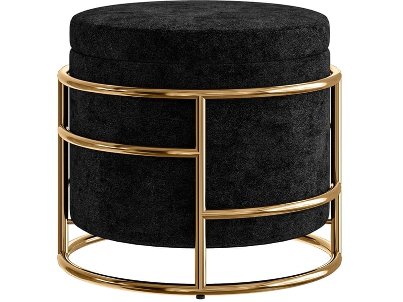  Pouf de rangement 42x42x39 cm cadre en métal noir  - Conforama A