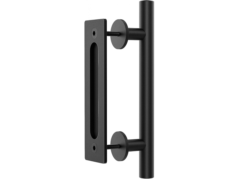  Poignée de porte coulissante de 31 cm, couleur noire, taille grande, style rustique, idéale pour les garages et les armoires (1 unité)  - Conforama A