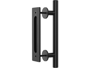 Poignée de porte coulissante de 31 cm, couleur noire, taille grande, style rustique, idéale pour les garages et les armoires (1 unité)