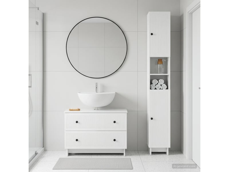  Ensemble de 2 meubles de salle de bain ede blanc brillant cf63128  - Conforama B