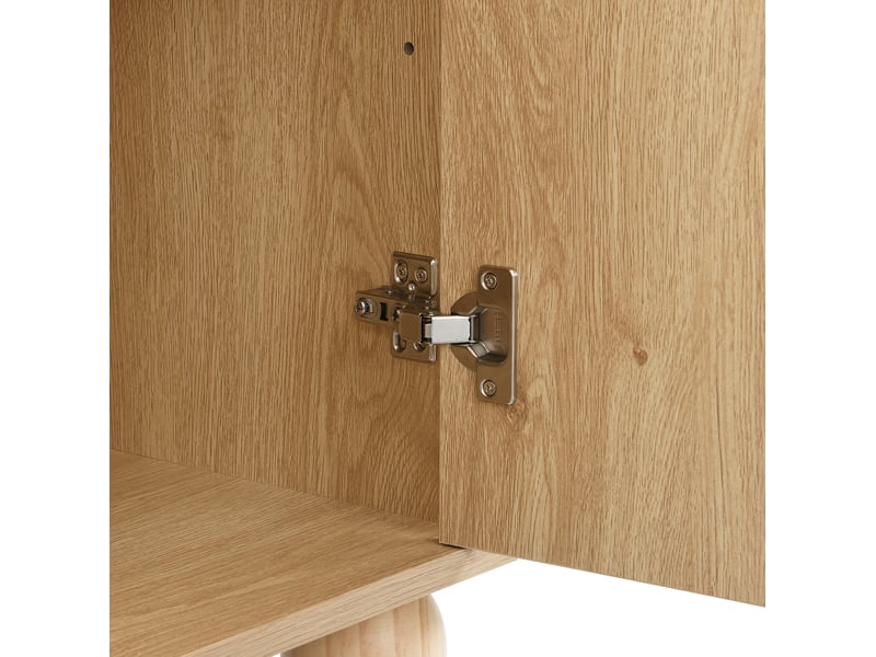  Buffet 4 portes 160x38x76 cm relief circulaire mdf bois naturel  - Conforama D