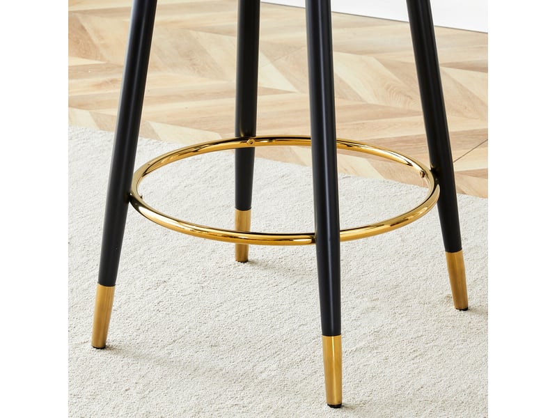  Tabouret de bar pivotant 360°, chaise de bar, chaise haute de cuisine, dossier ajouré, pu et métal, brun et gris clair  - Conforama E