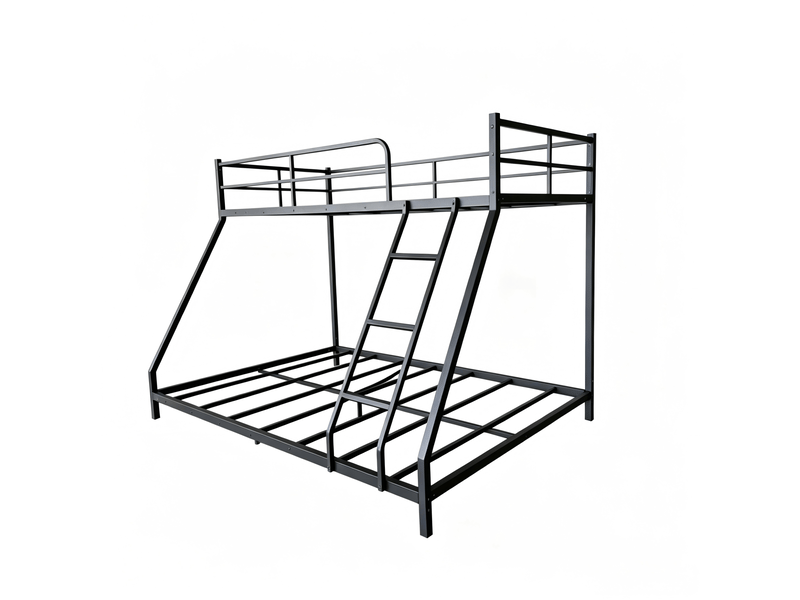 Lit superposé 200x140x137 cm, 2 couchages, avec matelas compatibles 190x80 et 190x130 cm, métal noir - Conforama A