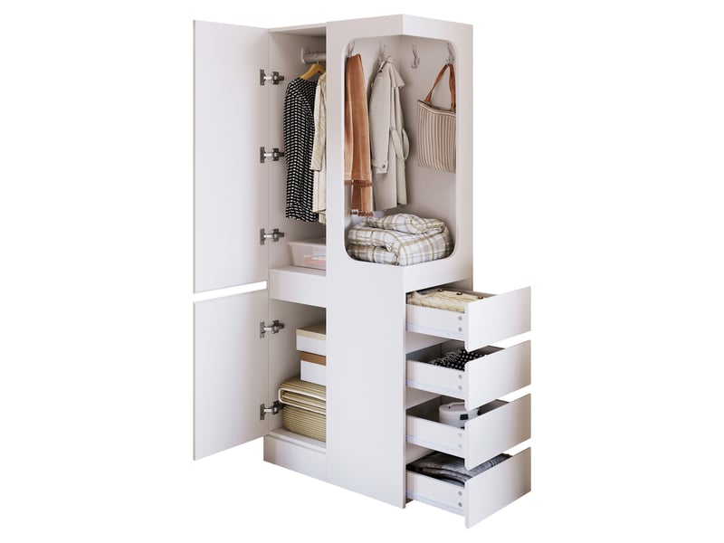  Armoire penderie 1 porte avec 4 tiroirs 70 x 40 x 170 cm LDB00431AAK - Conforama E